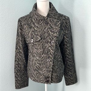 BKE Jacket Size Lg Animal Print Wool Blend Black & Gray